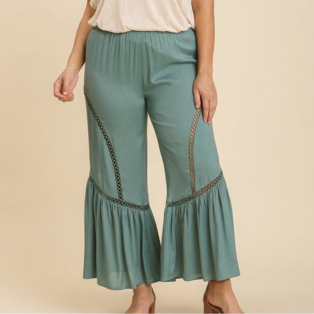 Wide Leg Lace Tape Pants - Picture 2 of 5